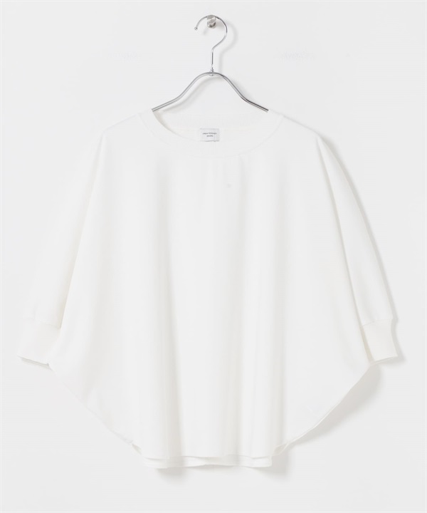 羅馬布拼接蝙蝠袖套衫(米白色-FREE-OFF WHITE)