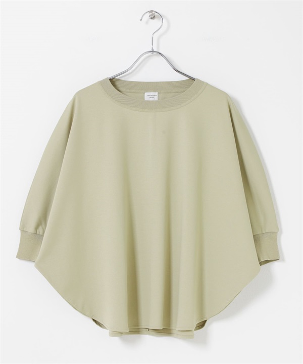 羅馬布拼接蝙蝠袖套衫(淺卡其綠-FREE-LIGHT KHAKI)