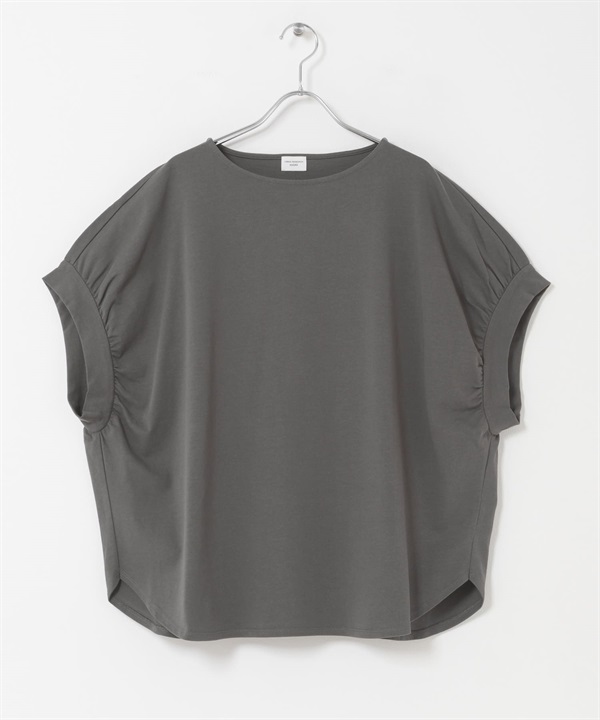 碎褶袖寬版套衫(炭灰色-FREE-CHARCOAL GRAY)