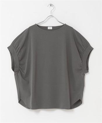 碎褶袖寬版套衫(炭灰色-FREE-CHARCOAL GRAY)
