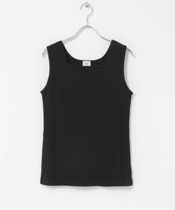 抽針方領坦克背心(黑色-FREE-BLACK)