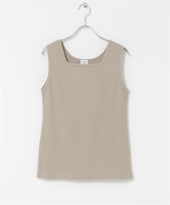 抽針方領坦克背心(膚色-FREE-BEIGE)
