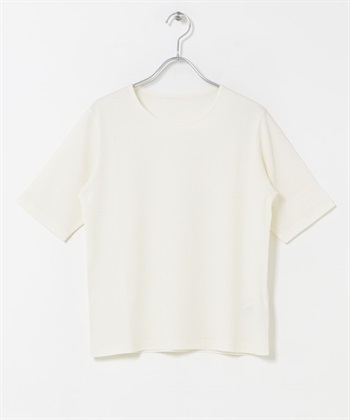 五分袖楊柳紗T恤(米色-FREE-OFF WHITE)