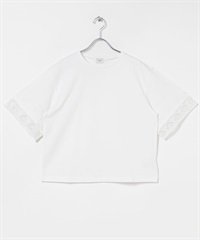 蕾絲袖T恤(米色-FREE-OFF WHITE)