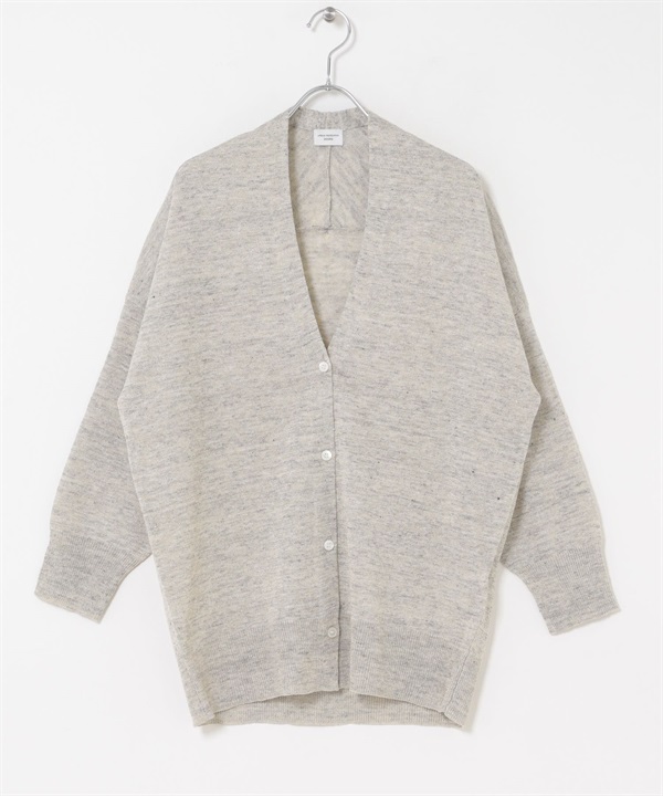 亞麻V領開襟衫(淺灰色-FREE-LIGHT GRAY)