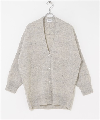 亞麻V領開襟衫(淺灰色-FREE-LIGHT GRAY)