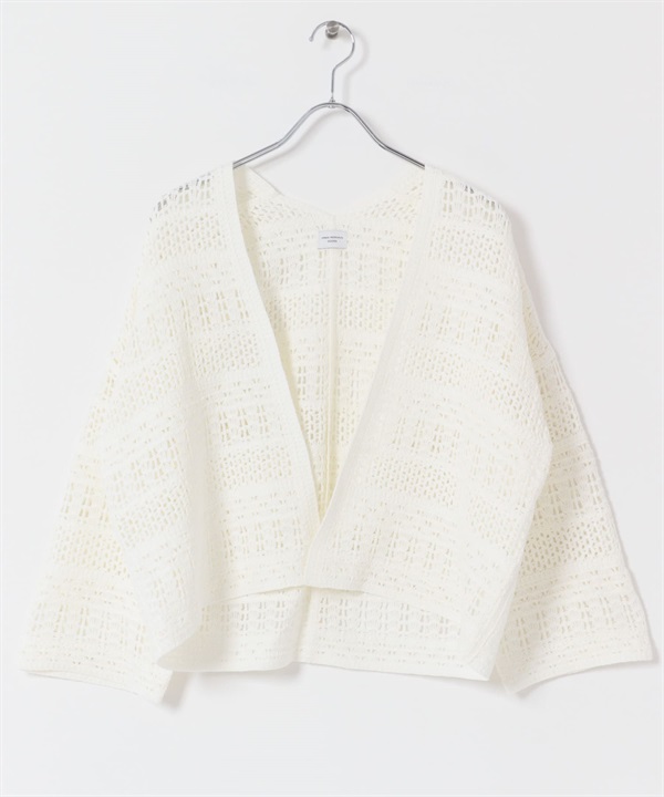 花邊鉤針開襟衫(米色-FREE-OFF WHITE)