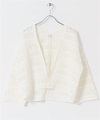 花邊鉤針開襟衫(米色-FREE-OFF WHITE)