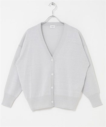 混麻料V領短版開襟衫(淺灰色-FREE-LIGHT GRAY)