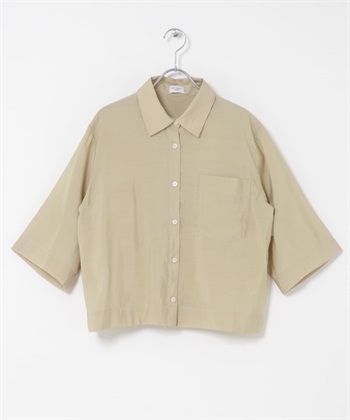 五分袖短版襯衫(膚色-FREE-BEIGE)