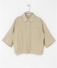 五分袖短版襯衫(膚色-FREE-BEIGE)