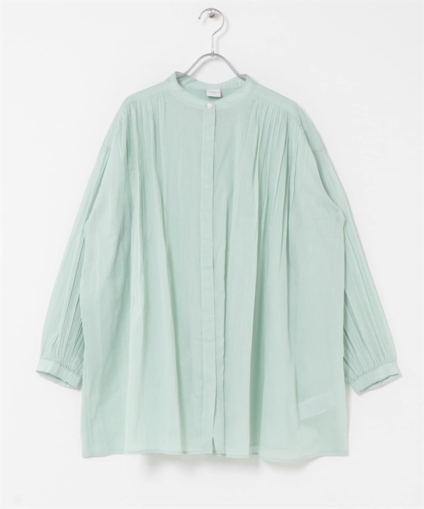 棉質巴里紗碎褶罩衫(薄荷綠-FREE-MINT)