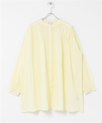 棉質巴里紗碎褶罩衫(黃色-FREE-YELLOW)