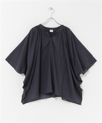 棉質巴里紗反折袖罩衫(藏青色-FREE-NAVY)