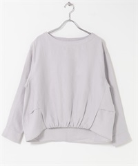 正面碎褶設計亞麻套衫(淺灰色-FREE-LIGHT GRAY)