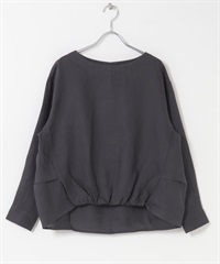 正面碎褶設計亞麻套衫(藏青色-FREE-NAVY)