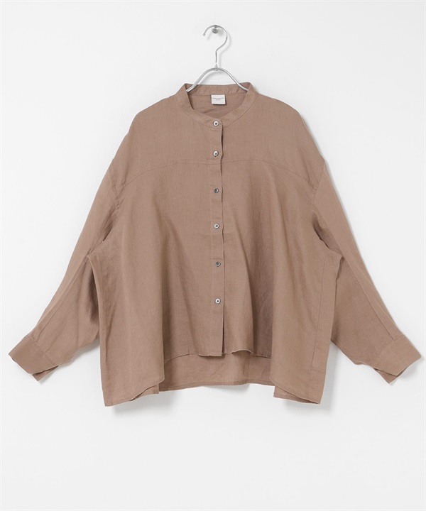 亞麻弧形袖罩衫(摩卡色-FREE-MOCHA)