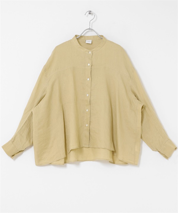 亞麻弧形袖罩衫(黃色-FREE-YELLOW)