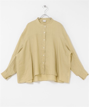 亞麻弧形袖罩衫(黃色-FREE-YELLOW)