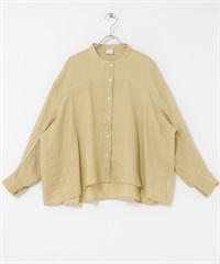 亞麻弧形袖罩衫(黃色-FREE-YELLOW)