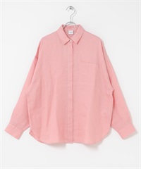 亞麻寬版襯衫(粉紅色-FREE-PINK)