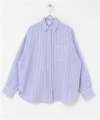 亞麻寬版襯衫(條紋-FREE-STRIPE)