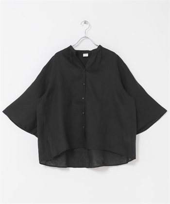 亞麻傘狀袖罩衫(黑色-FREE-BLACK)