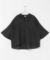 亞麻傘狀袖罩衫(黑色-FREE-BLACK)