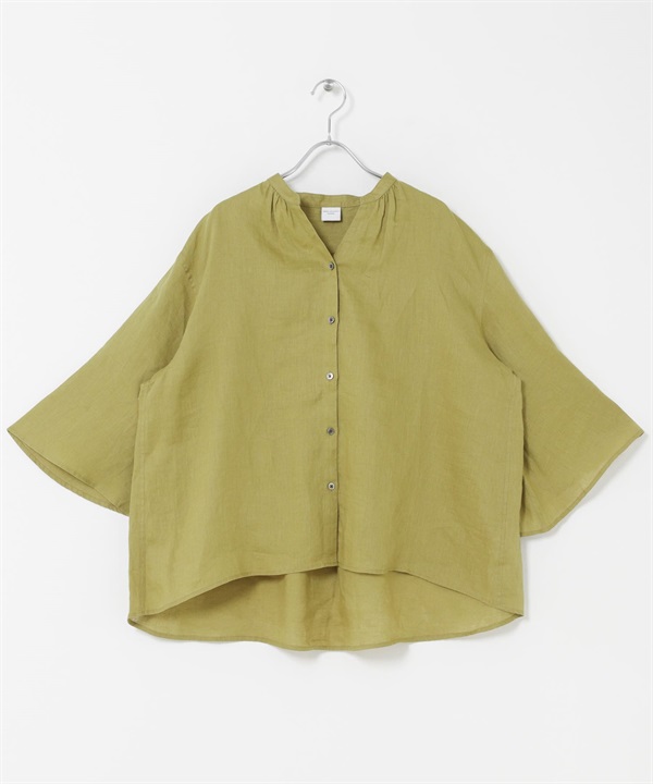 亞麻傘狀袖罩衫(黃卡其綠-FREE-其他綠色)