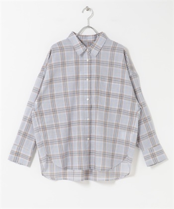 格紋透膚襯衫(淺藍色-FREE-LIGHT BLUE)