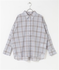 格紋透膚襯衫(淺藍色-FREE-LIGHT BLUE)