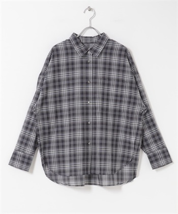 格紋透膚襯衫(藏青色-FREE-NAVY)