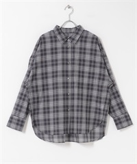 格紋透膚襯衫(藏青色-FREE-NAVY)