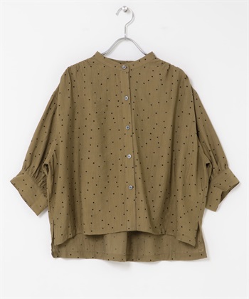 楊柳紗點點五分袖罩衫(卡其綠-FREE-KHAKI)