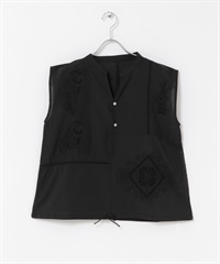拼接刺繡套衫(墨黑色-FREE-DEEPBLACK)
