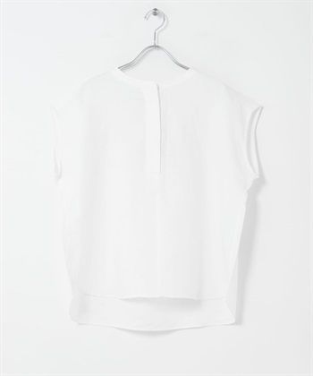 亞麻V字領緣法式袖罩衫(米白色-FREE-OFF WHITE)