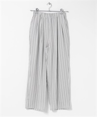 直條紋打褶輕便長褲(灰色-FREE-GRAY)