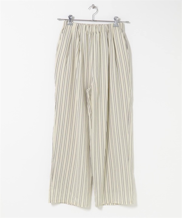 直條紋打褶輕便長褲(原色-FREE-NATURAL)