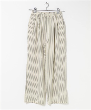 直條紋打褶輕便長褲(原色-FREE-NATURAL)
