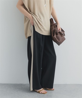 夏季混羊毛線條長褲