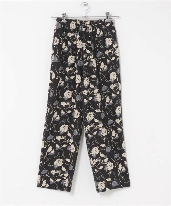 亞麻萊賽爾輕便長褲(黑色x灰色-FREE-BLACK)