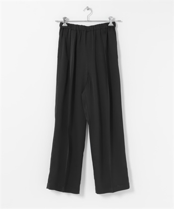 柔滑打褶碎褶長褲(黑色-FREE-BLACK)