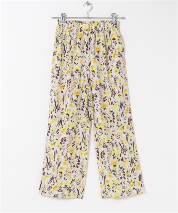 印花輕便長褲(白色x黃色-S-其他白色)