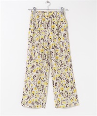 印花輕便長褲(白色x黃色-S-其他白色)