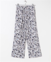 印花輕便長褲(淺灰色x藍色-S-其他灰色)