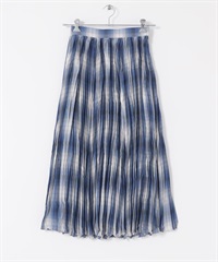 水洗感百褶格紋裙(藍色-FREE-其他藍色)