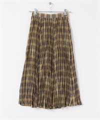 水洗感百褶格紋裙(黃色-FREE-其他黃色)