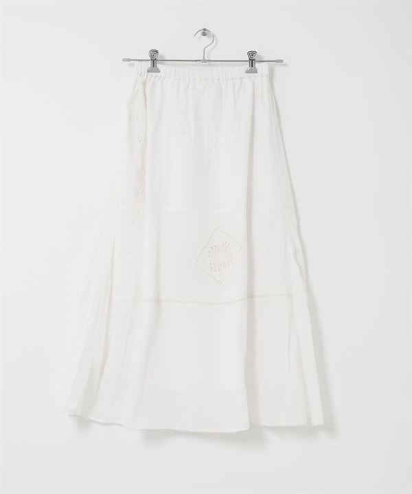 拼接刺繡長裙(米色-FREE-OFF WHITE)