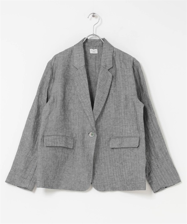 人字紋亞麻西裝外套