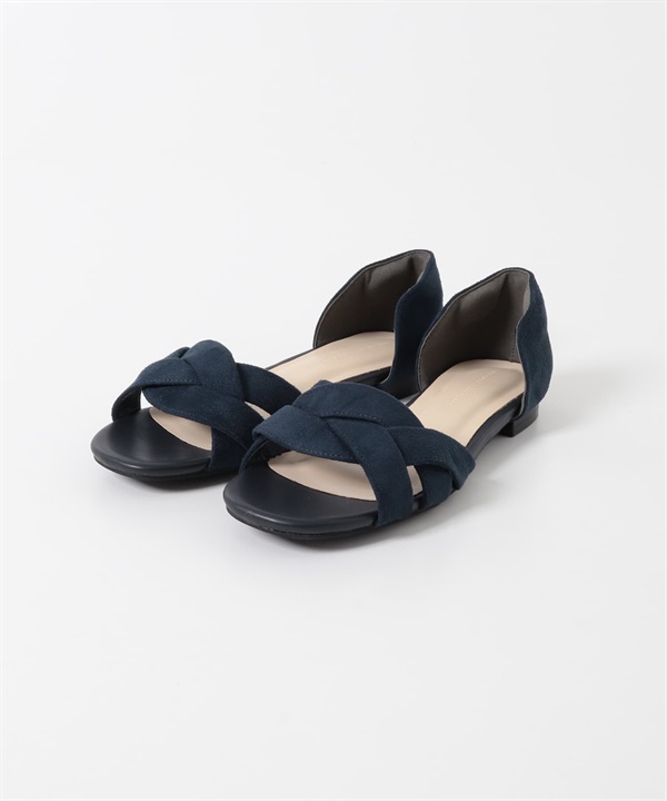 交叉寬帶涼鞋(藏青色-37-NAVY)